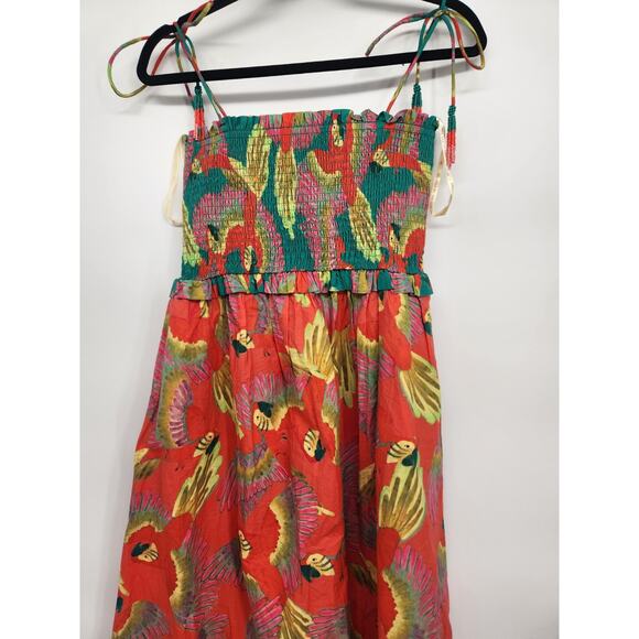 NWT Farm Rio x Anthropologie Smocked Cover-Up Midi Dress Size S #NC414 - Picture 4 of 10